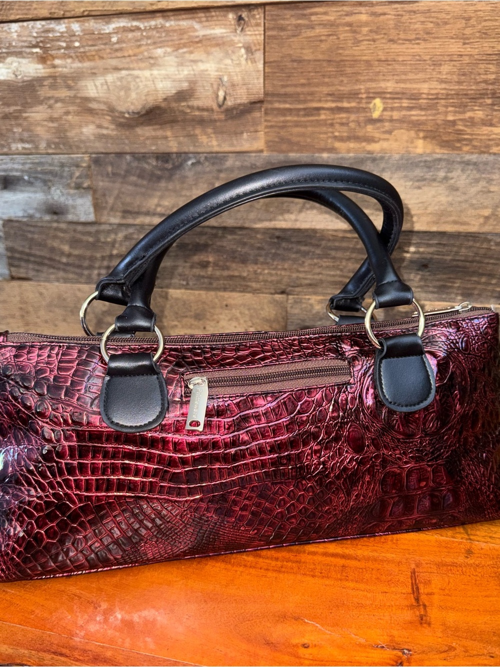 🍷 Primewear Burgundy Crocodile Wine Cooler Bag | Insulated Handbag NWOT w/opener